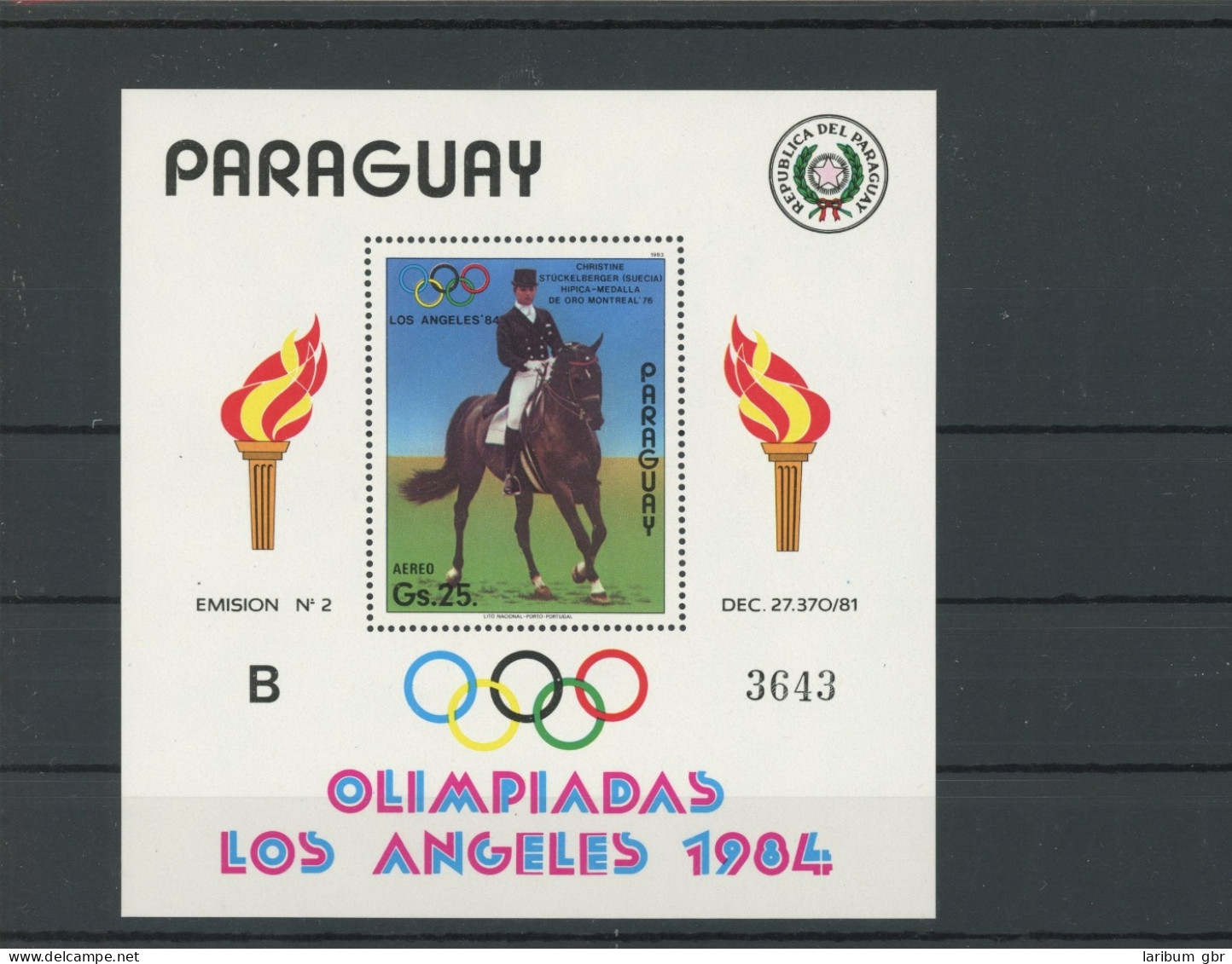 Paraguay Block 395 Postfrisch Dressursport #JK886 - Paraguay