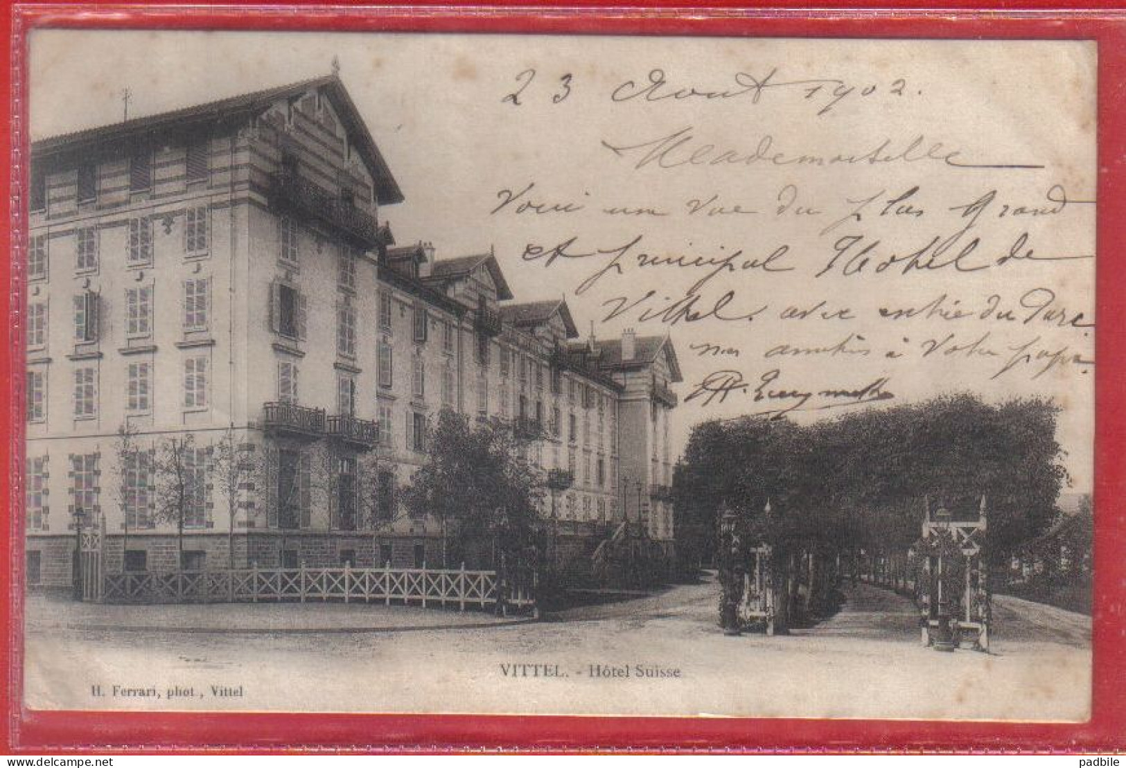 Carte Postale 88. Vittel Hôtel Suisse Très Beau Plan - Vittel