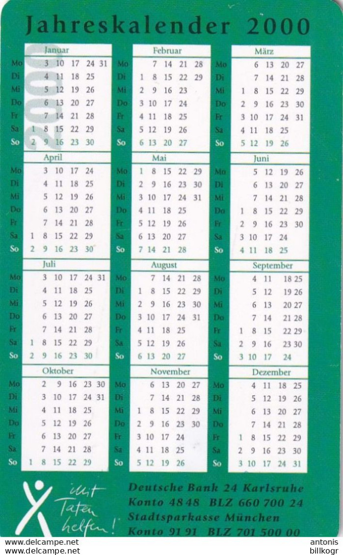 GERMANY - Christiane Herzog Stiftung/Mukoviszidose, Jahreskalender 2000(A 0036), Tirage 11000, 12/99, Mint - A + AD-Series : Publicitarias De Telekom AG Alemania