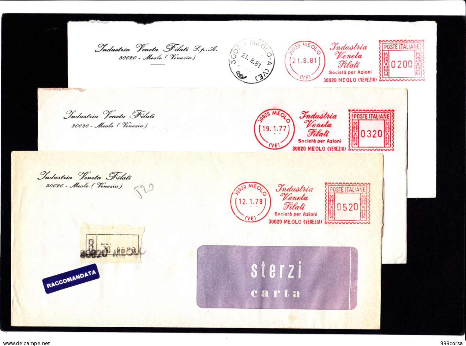 Industria,Tessili, Isotex, GVA Levorato, Neofil, Industria Veneta Filati, Ema,meter,freistempel (5 Scan)(DZ5459)(14 Bust - Franking Machines (EMA)