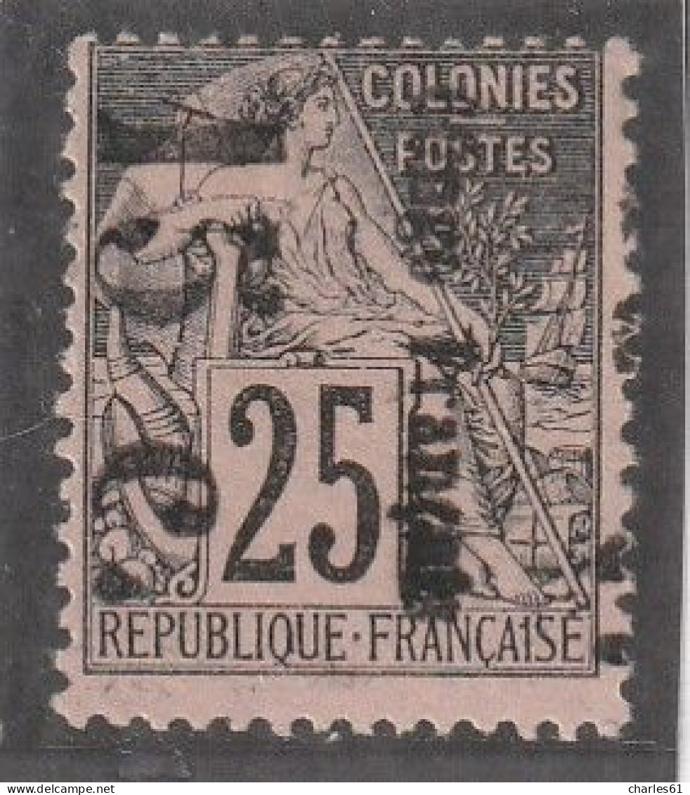 CONGO - N°7b Nsg (1891-92) 15c Sur 25c Noir Sur Rose - Surcharge Verticale - Usados