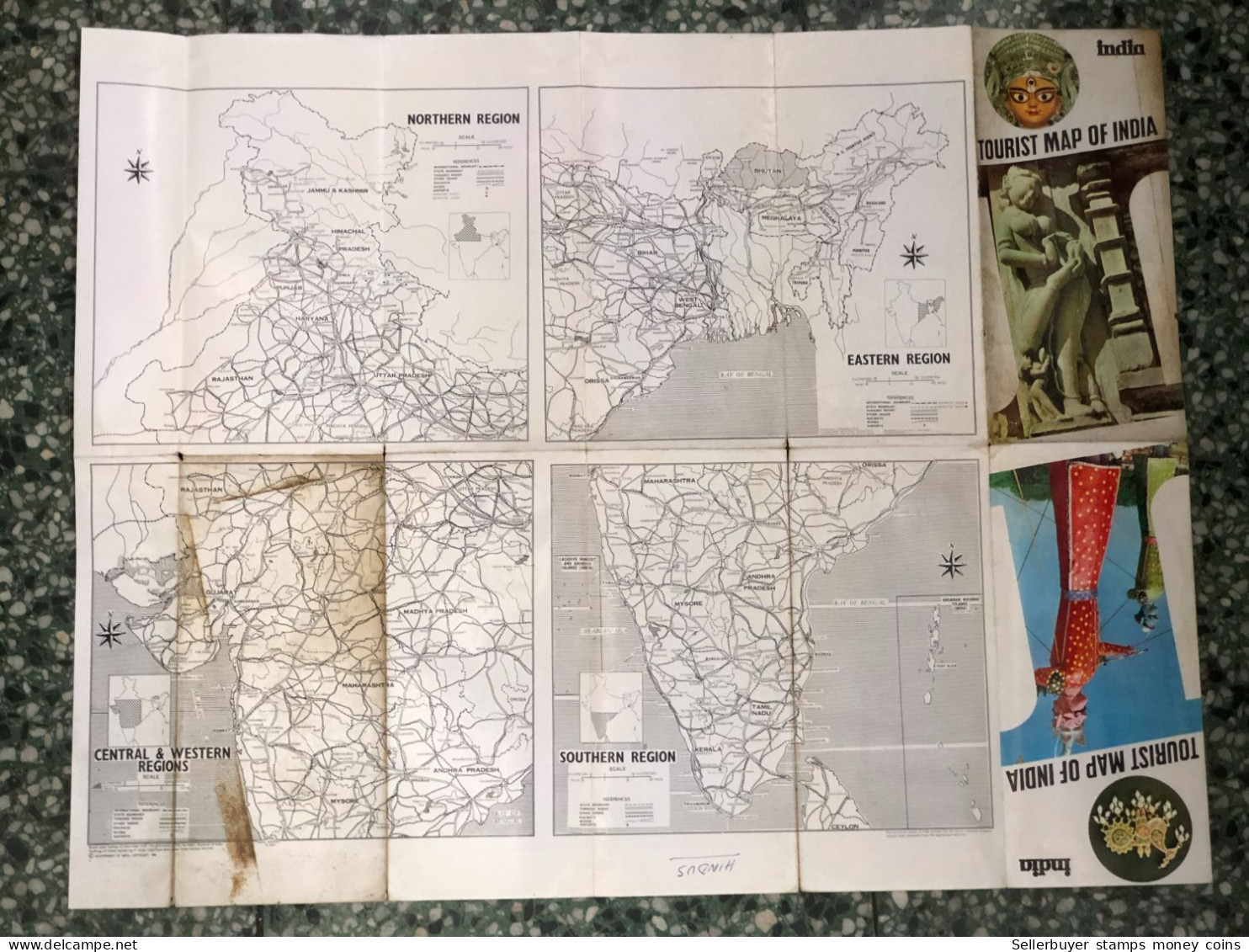 World Maps Old-india 1963 Year Before 1975-1 Pcs - Topographische Kaarten