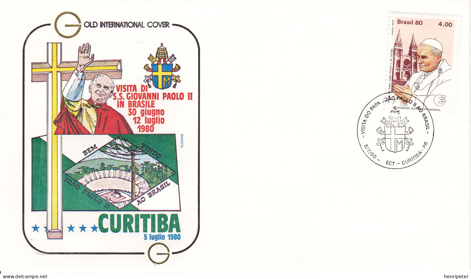 1428 (Yvert Et Tellier) Sur FDC Illustrée Commémorant Le Voyage Du Pape Jean-Paul II à Curitiba (Parana) Au Brésil  1980 - FDC