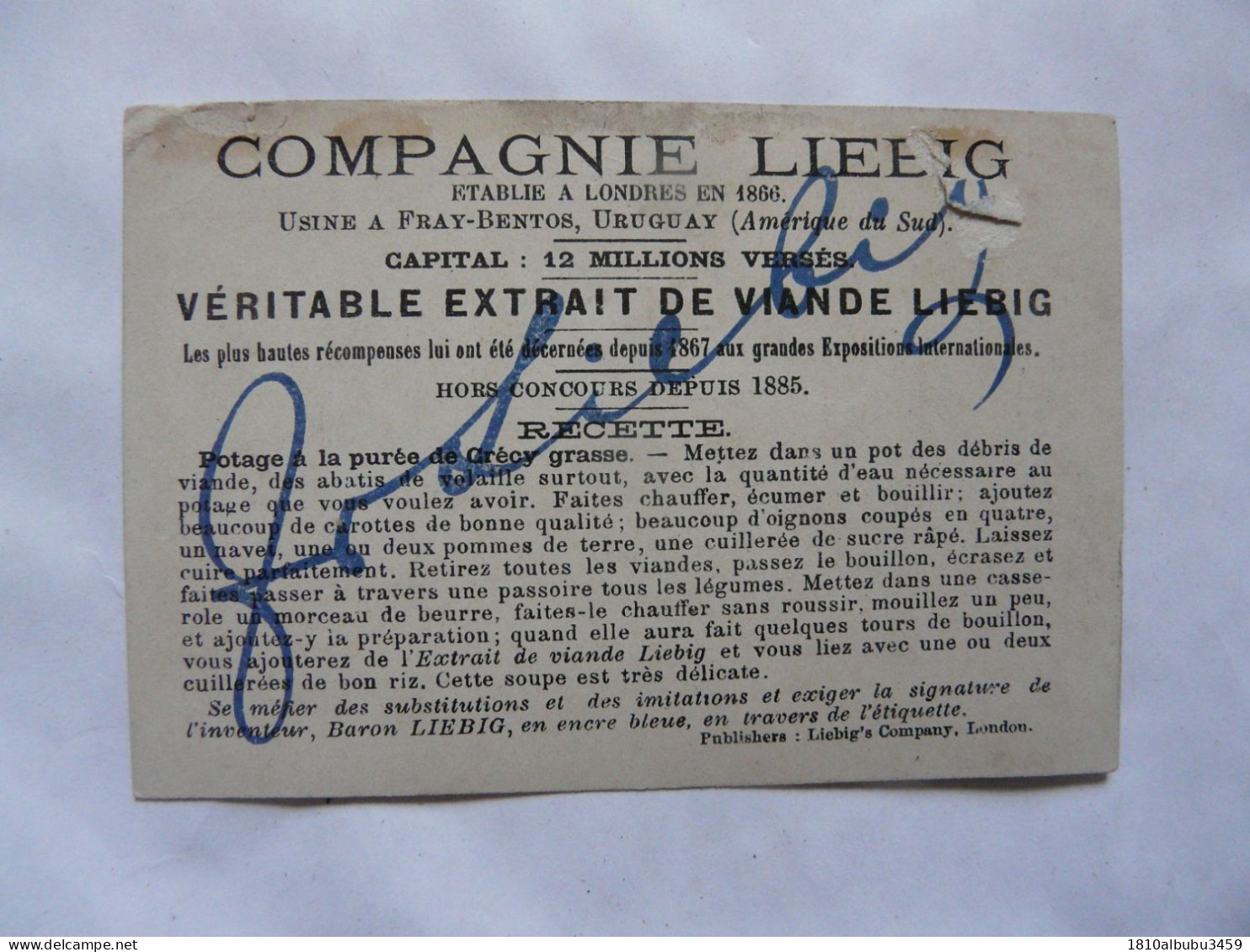 RARE - CHROMO : LIEBIG - LE CHEVALIER DU GUET - Signature De L'inventeur En Encre Bleue - Liebig