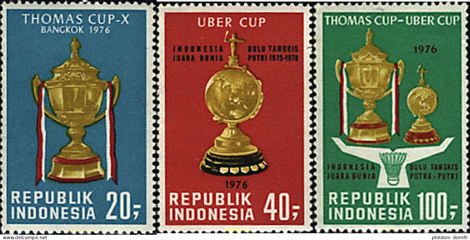 27235 MNH INDONESIA 1976 CAMPEONATOS DE BADMINTON. COPA THOMAS. Vencedores. - Indonesia
