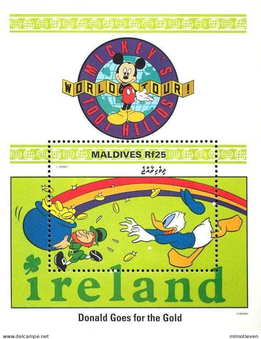 MWD-BK5-290-2 MINT PF/MNH ¤ MALDIVES 1992 BLOCK ¤ INTERNATIONAL YEAR OF LETERACY - Disney