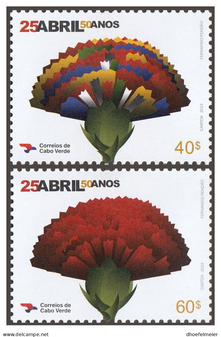 CAPE VERDE 2024 MNH 25 ABRIL & Democracy 25. April & Demokratie 2v – OFFICIAL ISSUE – DHQ2420 - Andere & Zonder Classificatie