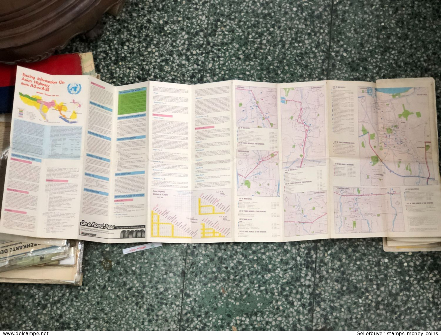 world maps old-ASIAN HIGHWAY ROUTE MAP INDONESI before 1975-1 pcs