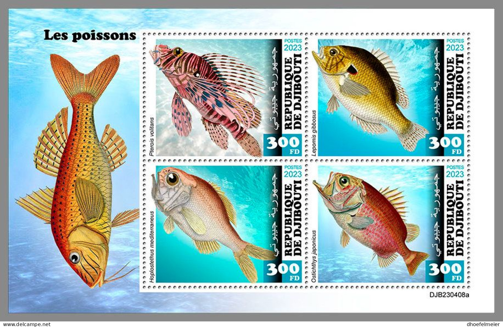 DJIBOUTI 2023 MNH Fishes Fische M/S – IMPERFORATED – DHQ2420 - Fische