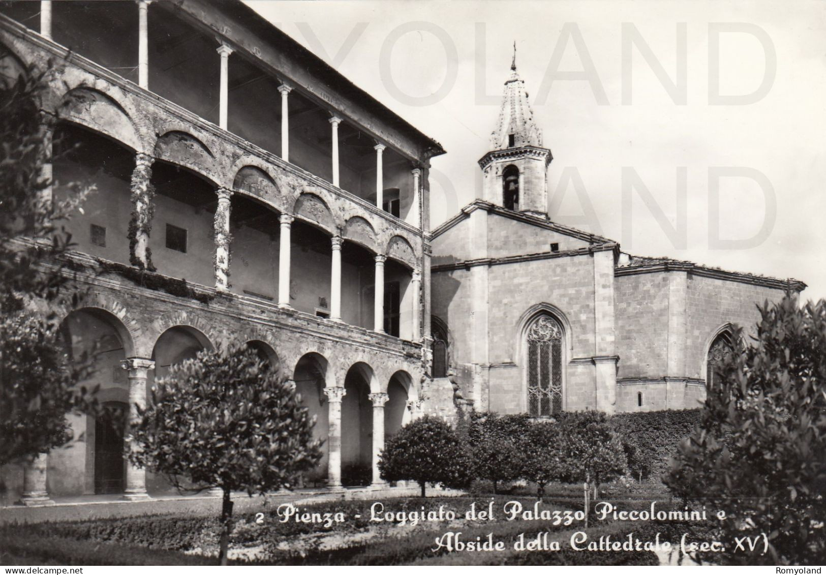 CARTOLINA  C15 PIENZA,SIENA,TOSCANA-LOGGIATO DEL PALAZZO PICCOLOMINI E ABSIDE DELLA CATTEDRALE (sec.XV)-NON VIAGGIATA - Siena