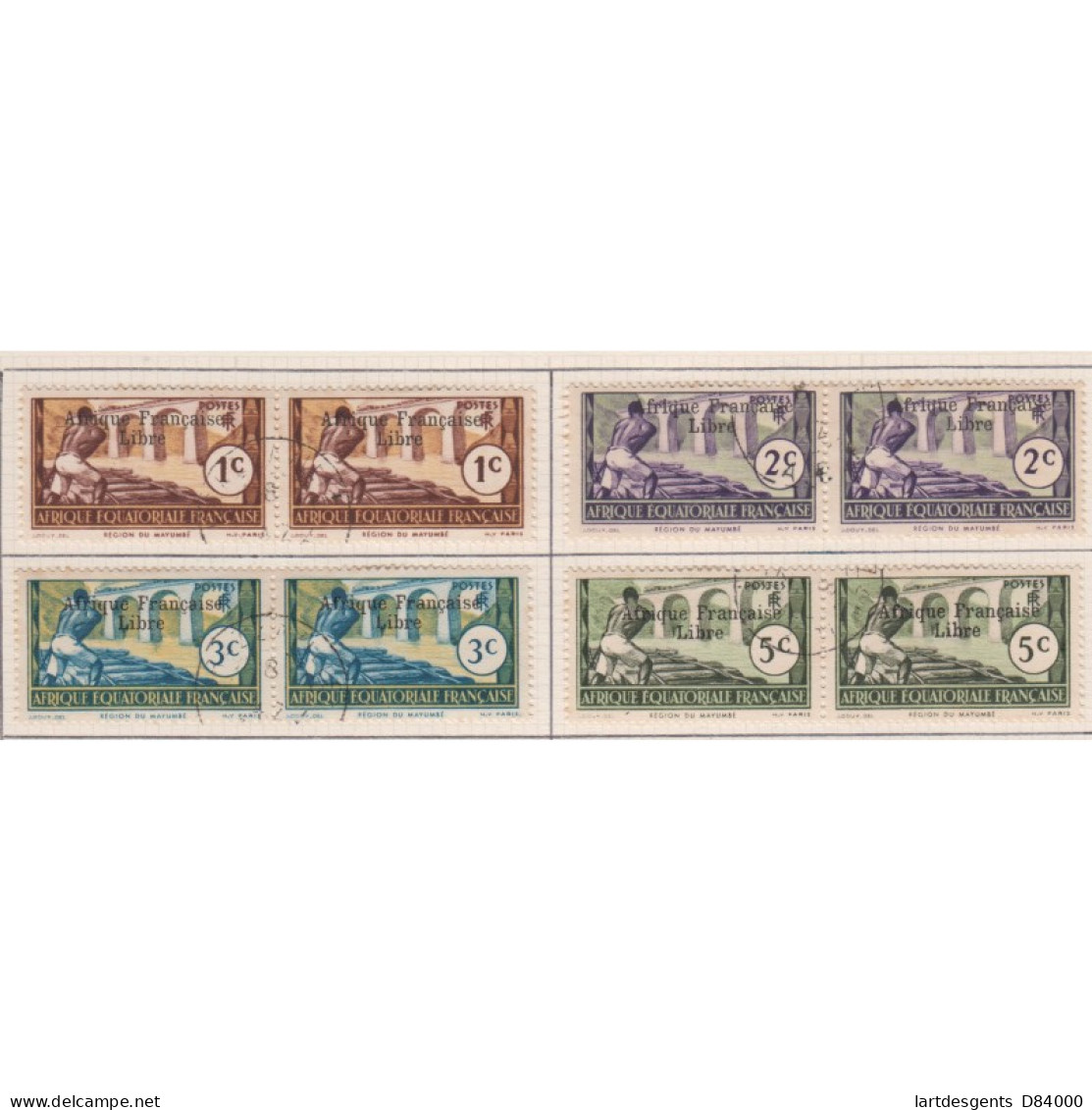 Lot 18 Timbres En Bandes De 2 Avec Variété Non Référencée, Colonies AEF Année 1941 N°156 à N°164 Oblitérés Lartdesgents - Briefe U. Dokumente