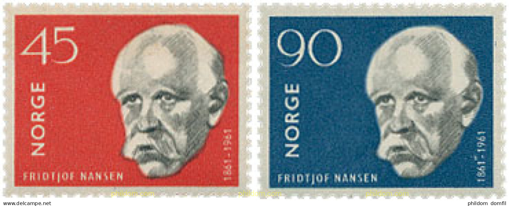 672779 HINGED NORUEGA 1961 CENTENARIO DEL NACIMIENTO DE FRIDTJOF NANSEN - Oblitérés