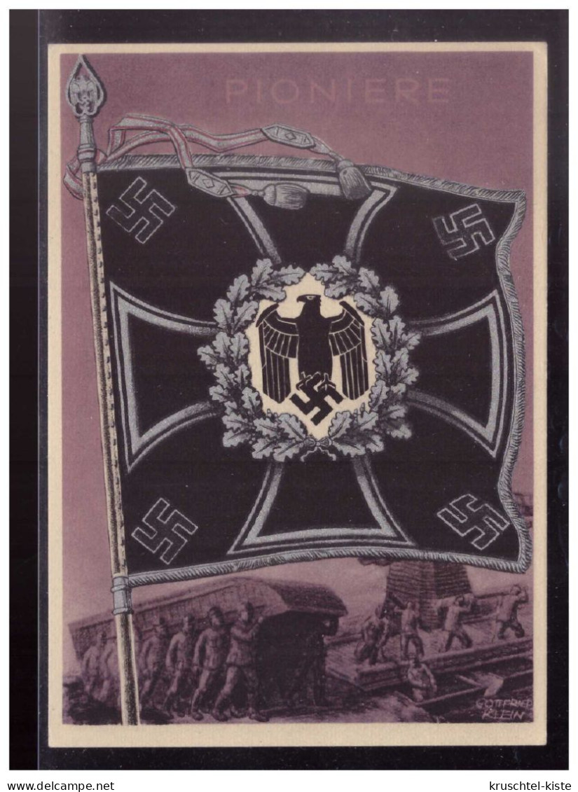 Dt- Reich (024219) Propagandakarte Die Siegreichen Fahnen Und Standarten Der Deutschen Wehrmacht Blanco Gestempelt Eupen - Weltkrieg 1939-45