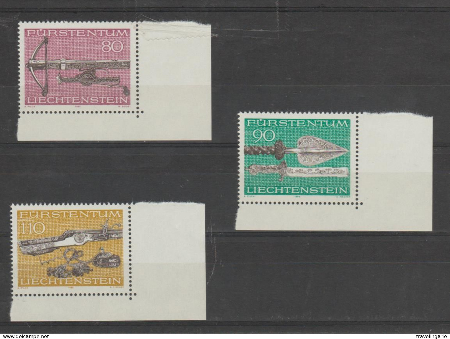 Liechtenstein 1980 Hunting Weapons Corner Piece ** MNH - Militaria