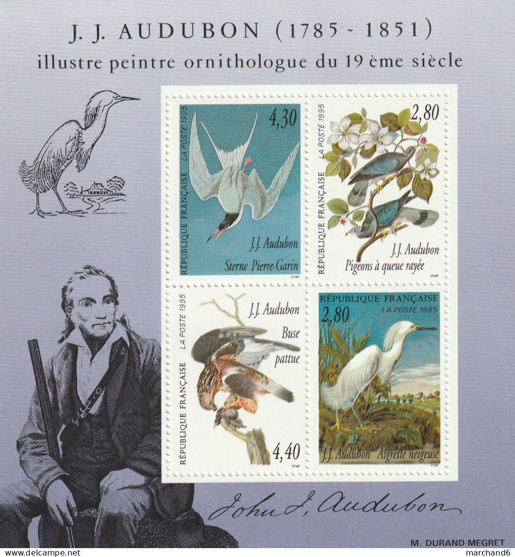 France 1995 Arts Décoratifs Peintre Ornithologue J J Audubon Oiseaux Bloc Feuillet N°18 Neuf** - Mint/Hinged