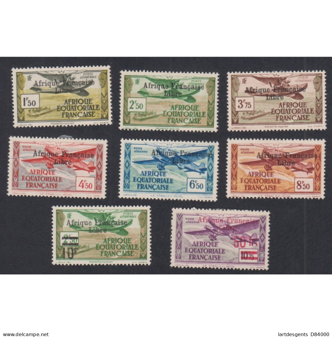 Colonie Française AEF - 1940-43 - Timbres Poste Aérienne N°14 à N°21 -  Neufs - 3 Signés - Cote 800 Euros - Lettres & Documents