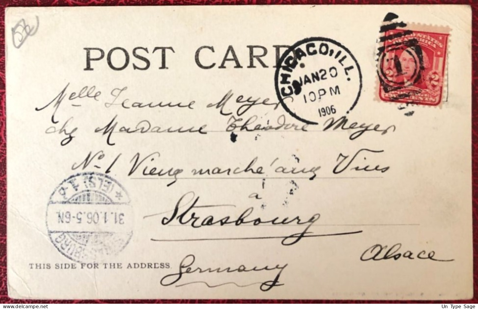 Etats-Unis, Divers Sur CPA, Cachet Chicago, ILL. 20.1.1906 Pour Strasbourg, Germany - (C1406) - Marcophilie