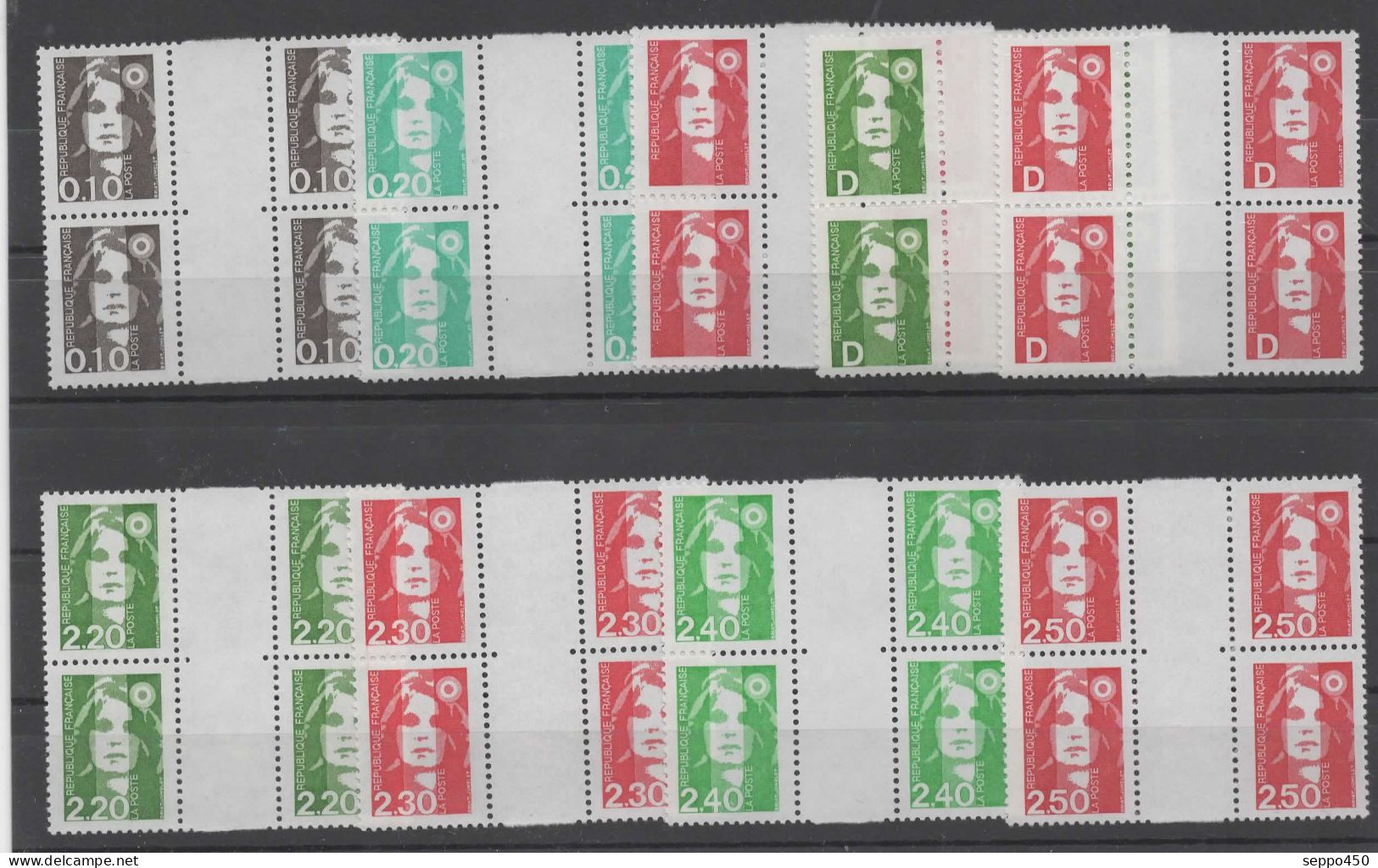 LOT BLOC QUATRE AVEC INTERPANNEAU, CHEFFER, BEQUET SEMEUSE LIBERTE BICENTENAIRE, NEUFS** STAMPS BRIEFMARKEN - Unclassified