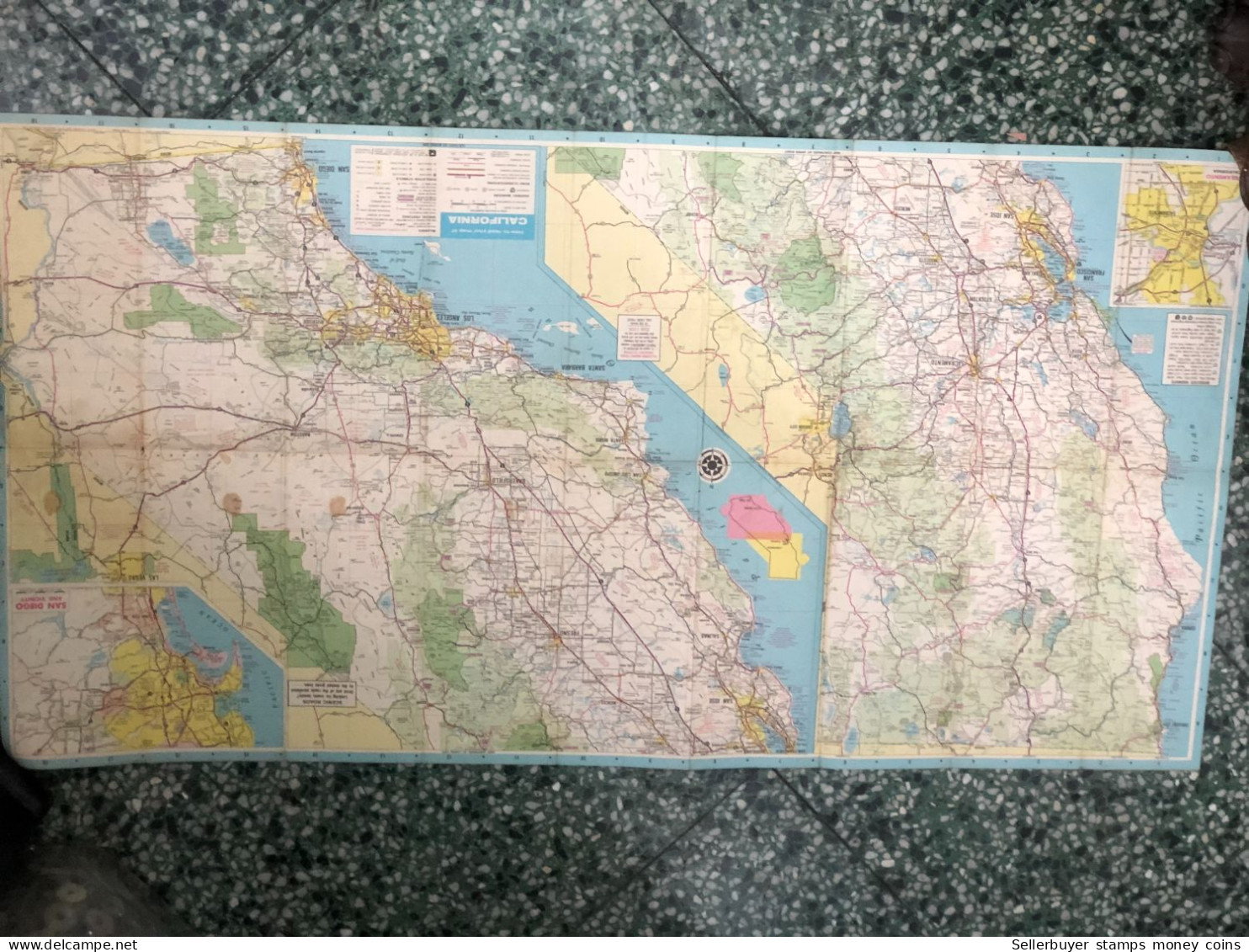 World Maps Old-california Road Map Before 1975-1 Pcs - Topographische Karten