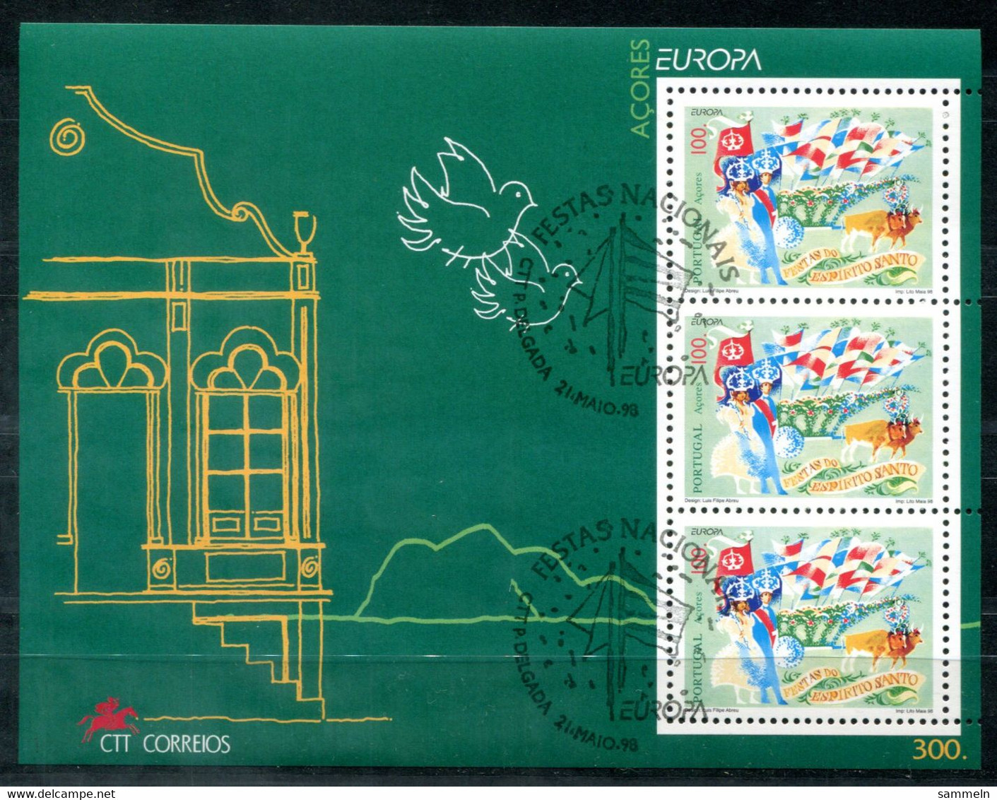 PORTUGAL-AZOREN Block 18, Bl.18 FD Canc. - Europa CEPT 1998 - Feste Und Feiertage, Celebrations  - AZORES, AÇORES - Açores