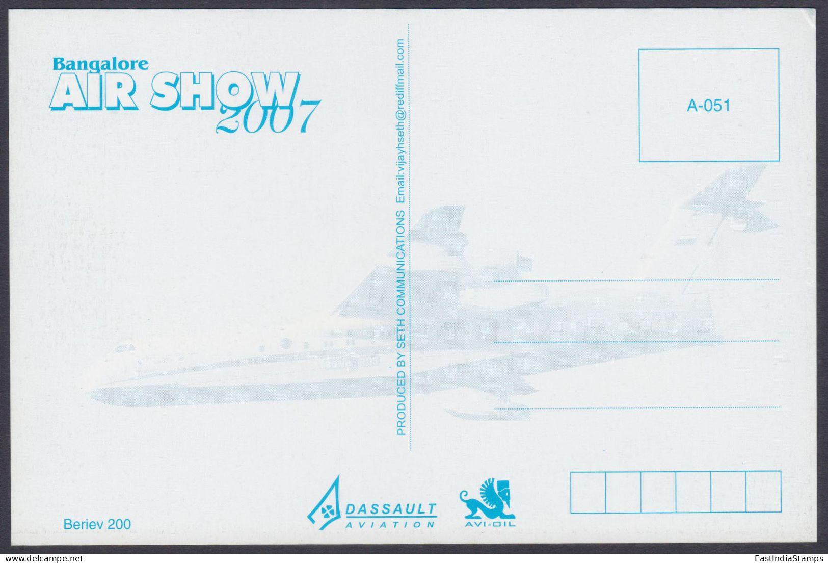 Inde India 2007 Mint Postcard Bangalore Air Show Beriev 200, Aircraft, Aeroplane, Airplane - India