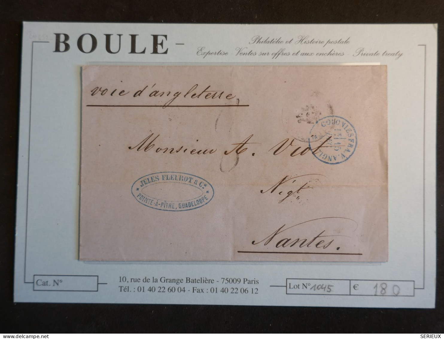 DN0 GUADELOUPE   LETTRE RR 1870 VOIE ANGLAISE  POINTE A PITRE A MARSEILLE  FRANCE + + AFF. INTERESSANT+++ - 1849-1876: Klassieke Periode