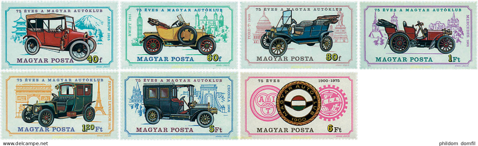 46347 MNH HUNGRIA 1975 75 ANIVERSARIO DEL AUTOMOVIL CLUB DE HUNGRIA - Neufs