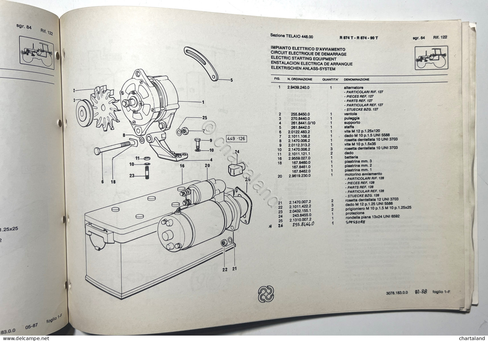 Catalogo Ricambi Originali Lamborghini Trattori - R 874 T R 874-90 T - Ed. 1987 - Autres & Non Classés