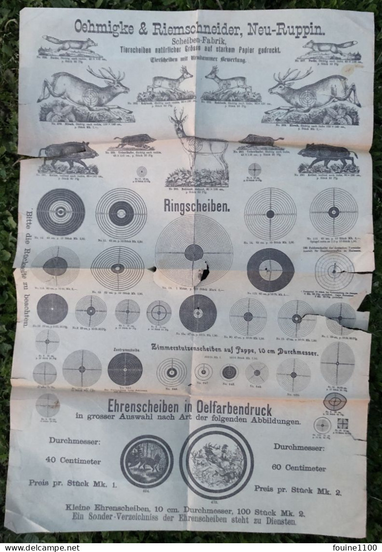 Grande Affiche OEHMIGKE & RIEMSCHNEIDER NEU RUPPIN Neuruppin Scheiben Fabrik Annimaux Chasse Cible Chasseurs ? - Plakate