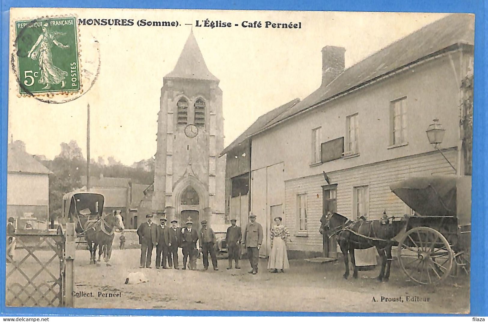 80 - Somme - Monsures - L'Eglise - Cafe Perneel (N15738) - Other & Unclassified