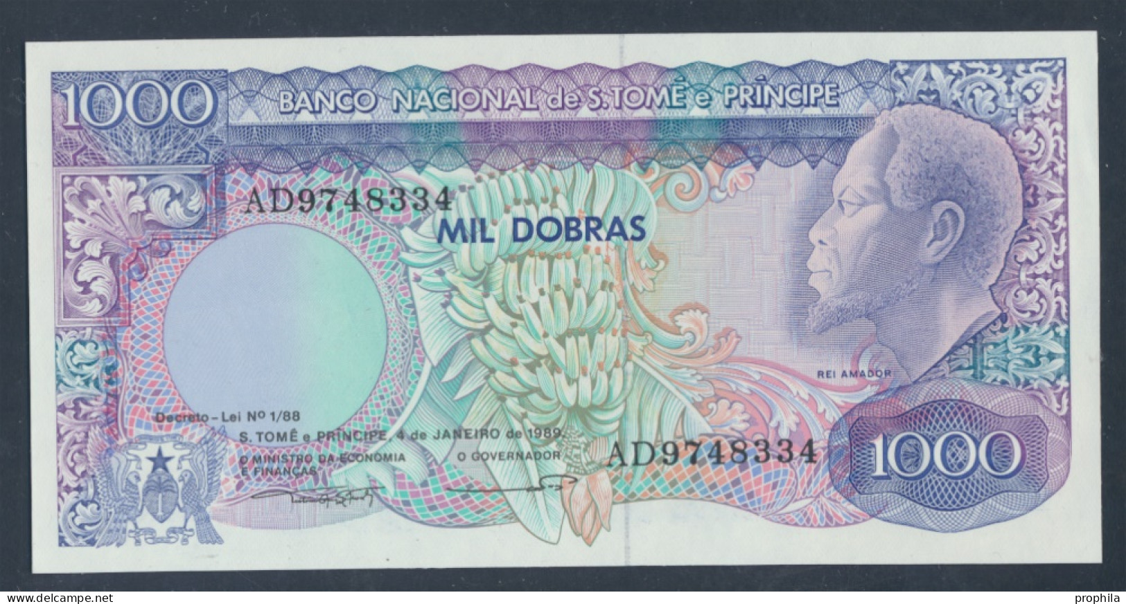 Sao Tome E Principe Pick-Nr: 62 Bankfrisch 1989 1.000 Dobras (9810629 - São Tomé U. Príncipe