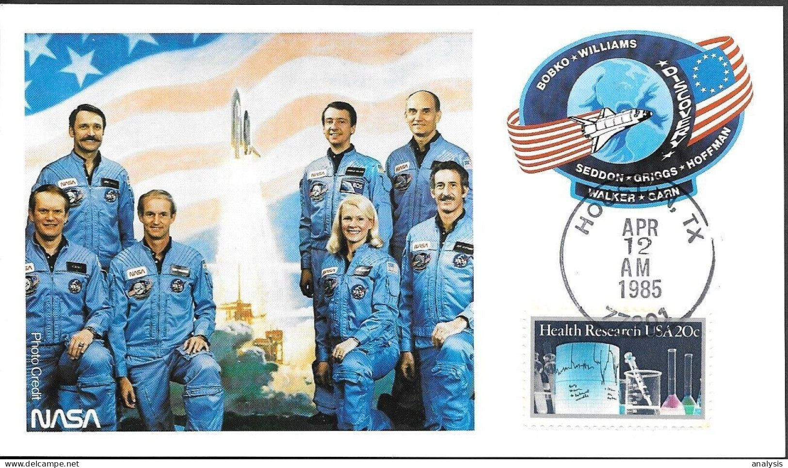 US Space NASA Postcard 1985. Discovery STS-51D Launch. Houston - Estados Unidos