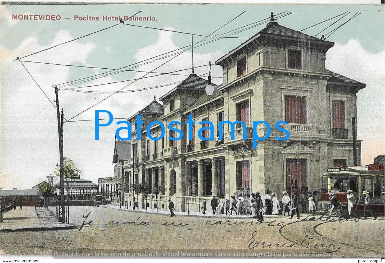 229017 URUGUAY MONTEVIDEO POCITOS HOTEL BALNEARIO & TRAMWAY POSTAL POSTCARD - Uruguay