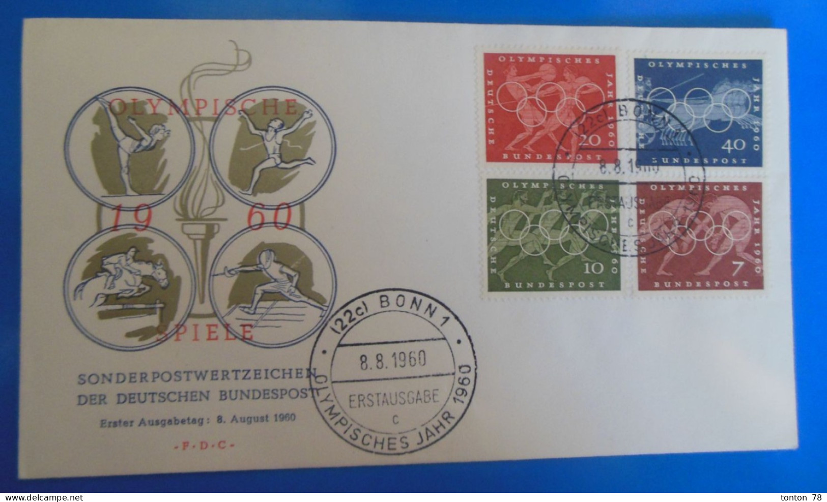 LETTRE 1er JOUR ALLEMAGNE 1960 JEUX OLYMPIQUE - 1948-1960