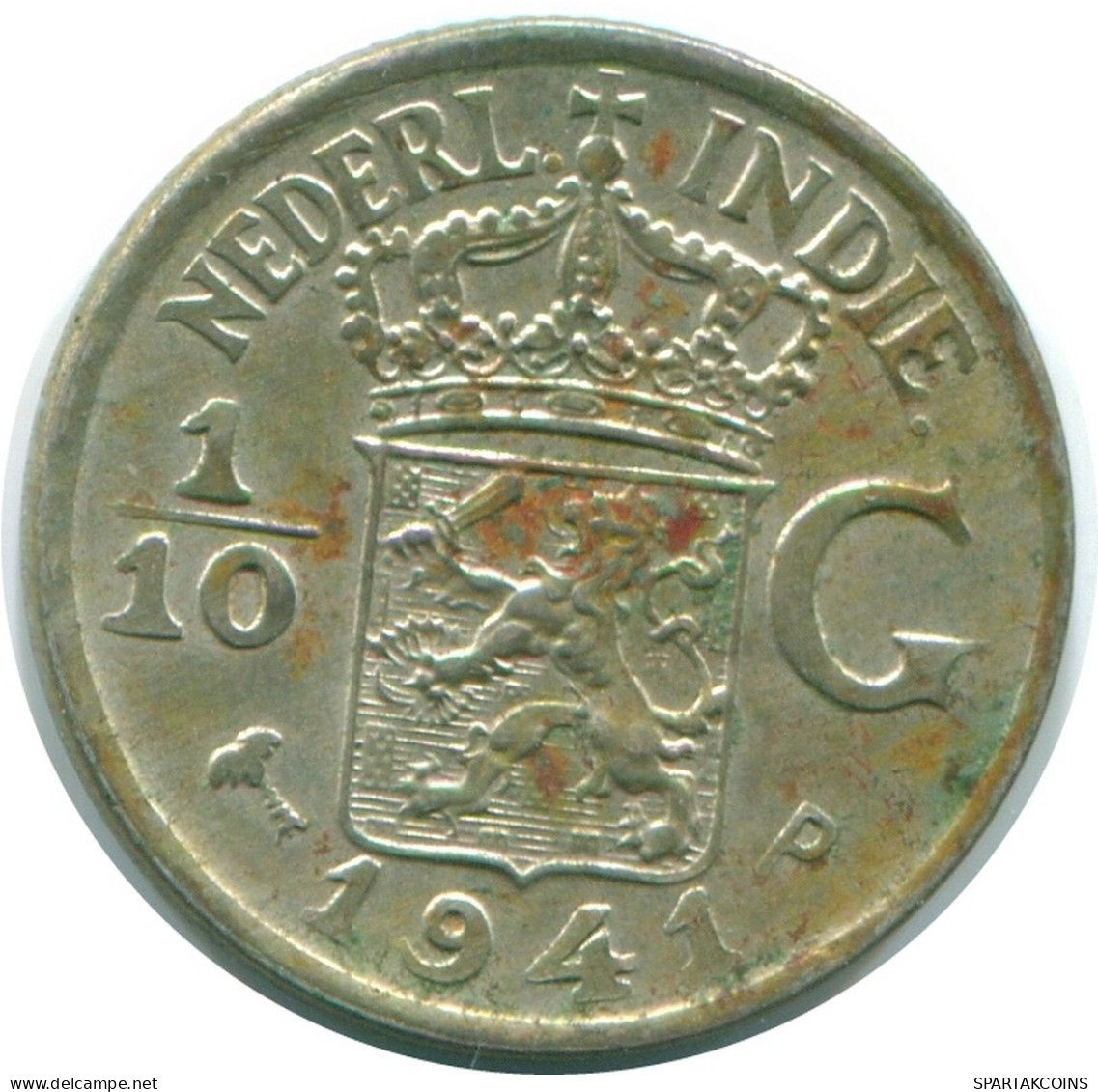 1/10 GULDEN 1941 P INDES ORIENTALES NÉERLANDAISES ARGENT Colonial Pièce #NL13703.3.F.A - Niederländisch-Indien