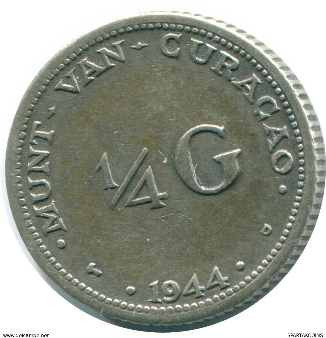 1/4 GULDEN 1944 CURACAO Netherlands SILVER Colonial Coin #NL10578.4.U.A - Curaçao