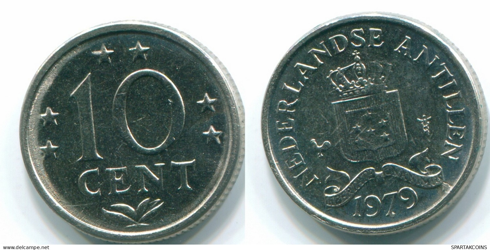 10 CENTS 1979 NETHERLANDS ANTILLES Nickel Colonial Coin #S13586.U.A - Niederländische Antillen