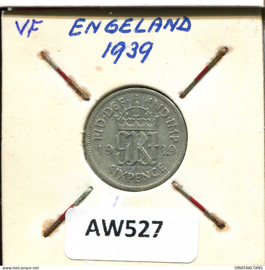 SIXPENCE 1939 UK GREAT BRITAIN Coin #AW527.U.A - H. 6 Pence