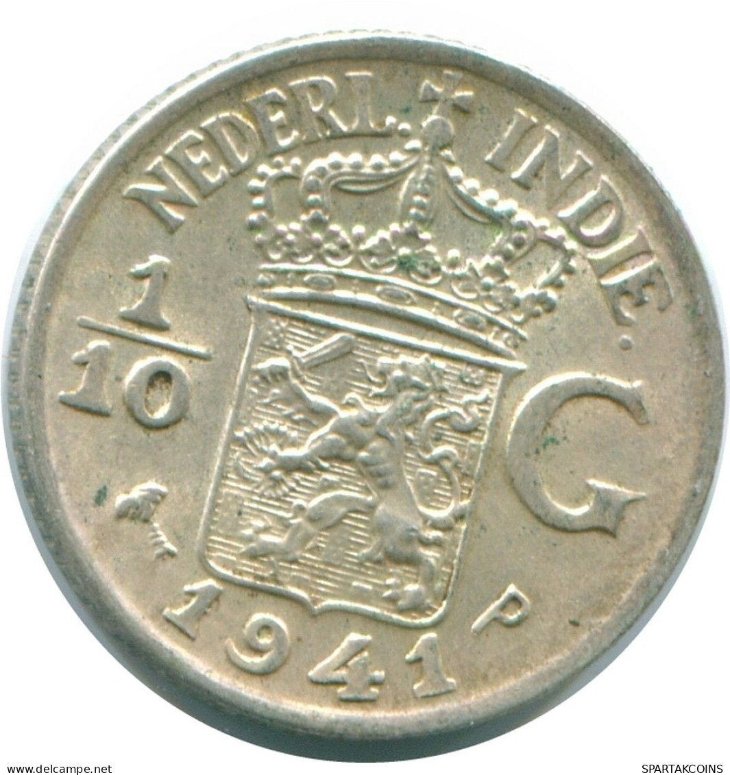 1/10 GULDEN 1941 P NIEDERLANDE OSTINDIEN SILBER Koloniale Münze #NL13804.3.D.A - Niederländisch-Indien