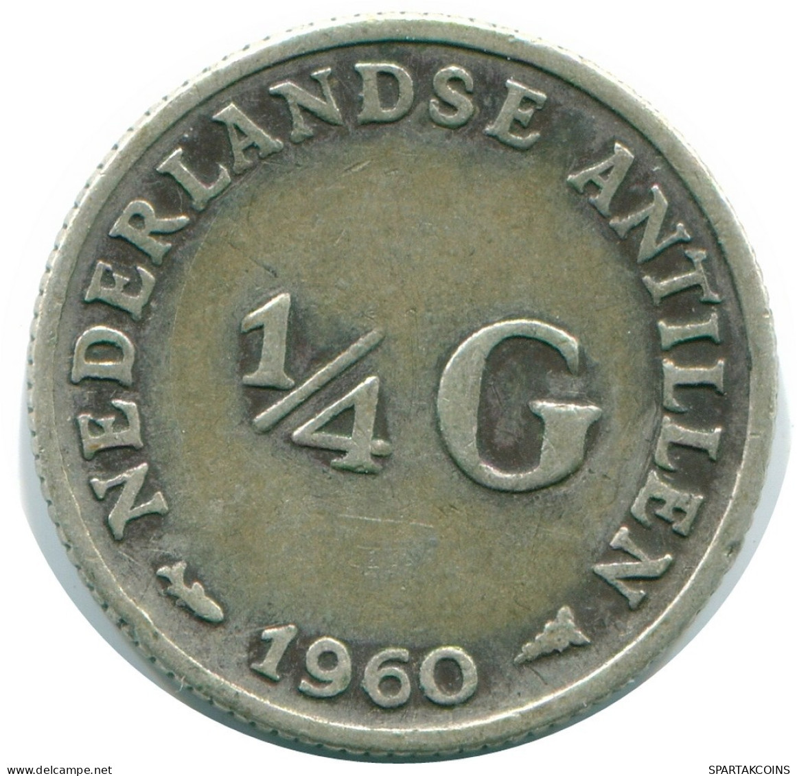 1/4 GULDEN 1960 NETHERLANDS ANTILLES SILVER Colonial Coin #NL11091.4.U.A - Netherlands Antilles