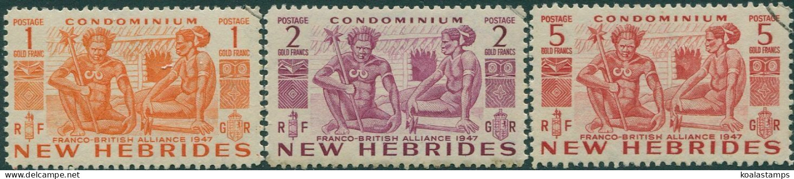 New Hebrides 1953 SG76-78 Natives High Values FU - Other & Unclassified