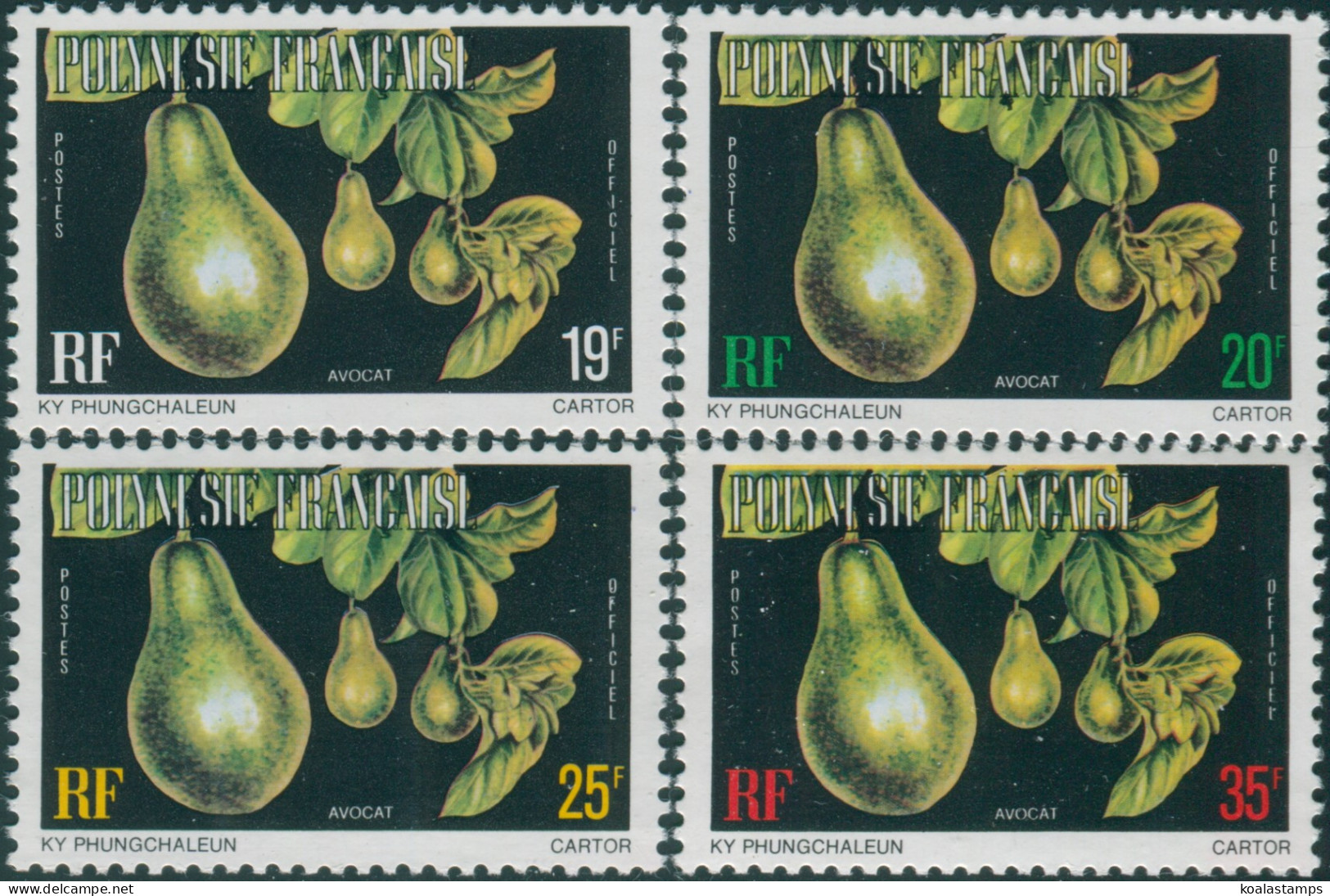 French Polynesia Official 1977 Sc#O9-O12,SGO248-O251 Avocat Fruit MNH - Other & Unclassified