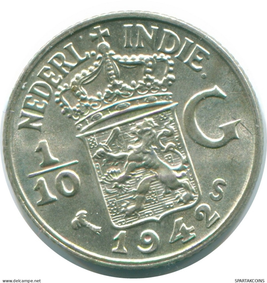 1/10 GULDEN 1942 INDIAS ORIENTALES DE LOS PAÍSES BAJOS PLATA #NL13853.3.E.A - Nederlands-Indië