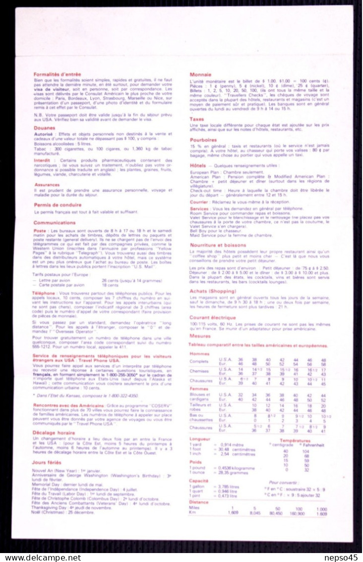 Dépliant Touristique.Amérique.Bicentenaire Des Etats-Unis.éléments De Comparaison Europe / U.S.A ( Vie Quotidienne ) - Tourism Brochures