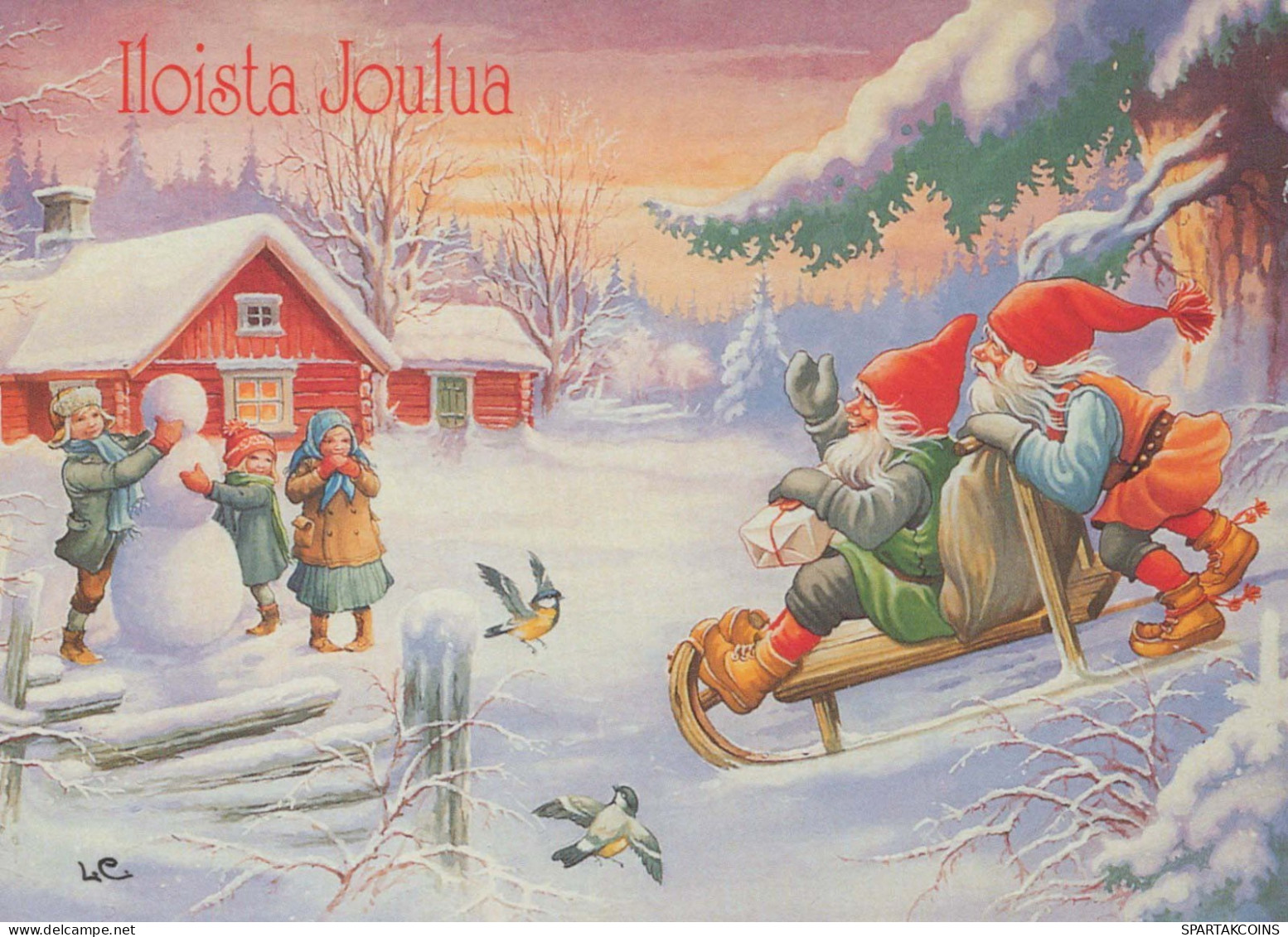 SANTA CLAUS Happy New Year Christmas GNOME Vintage Postcard CPSM #PBA676.A - Santa Claus