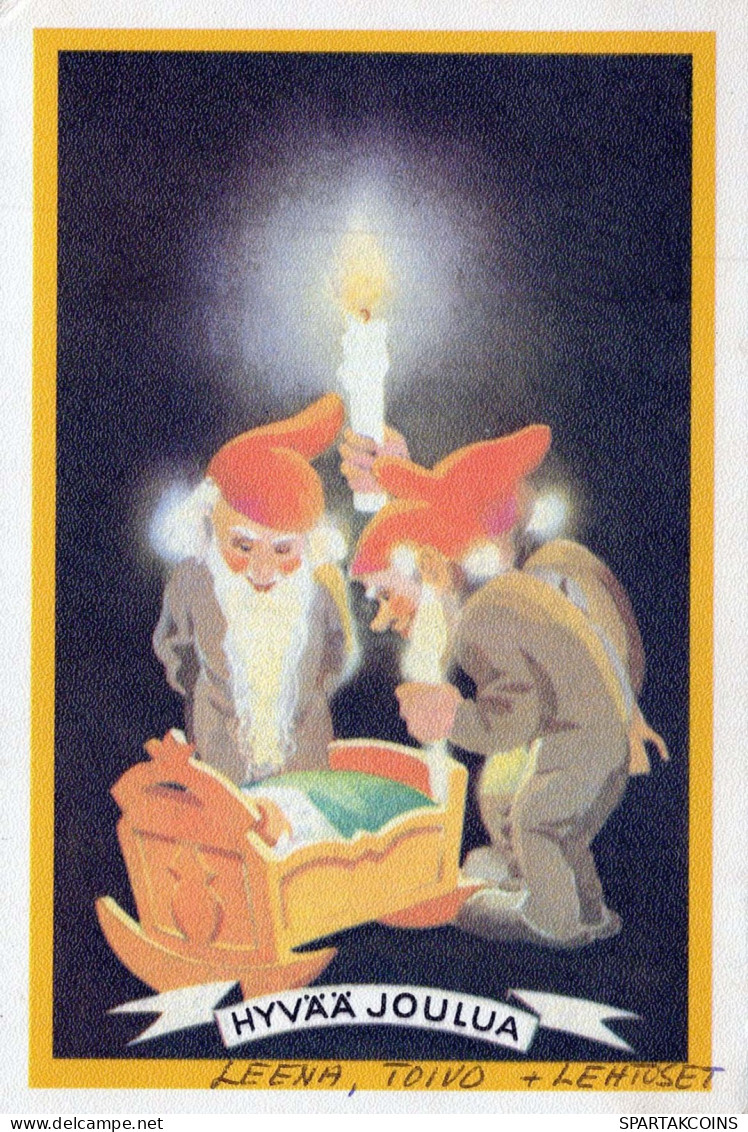 SANTA CLAUS Happy New Year Christmas GNOME Vintage Postcard CPSM #PAY969.A - Santa Claus
