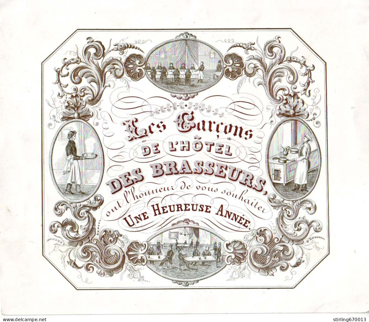 DE 1911 - Carte Porcelaine Des Garcons De L'Hotel Des Brasseurs Pour Nouvelle Annee - Autres & Non Classés