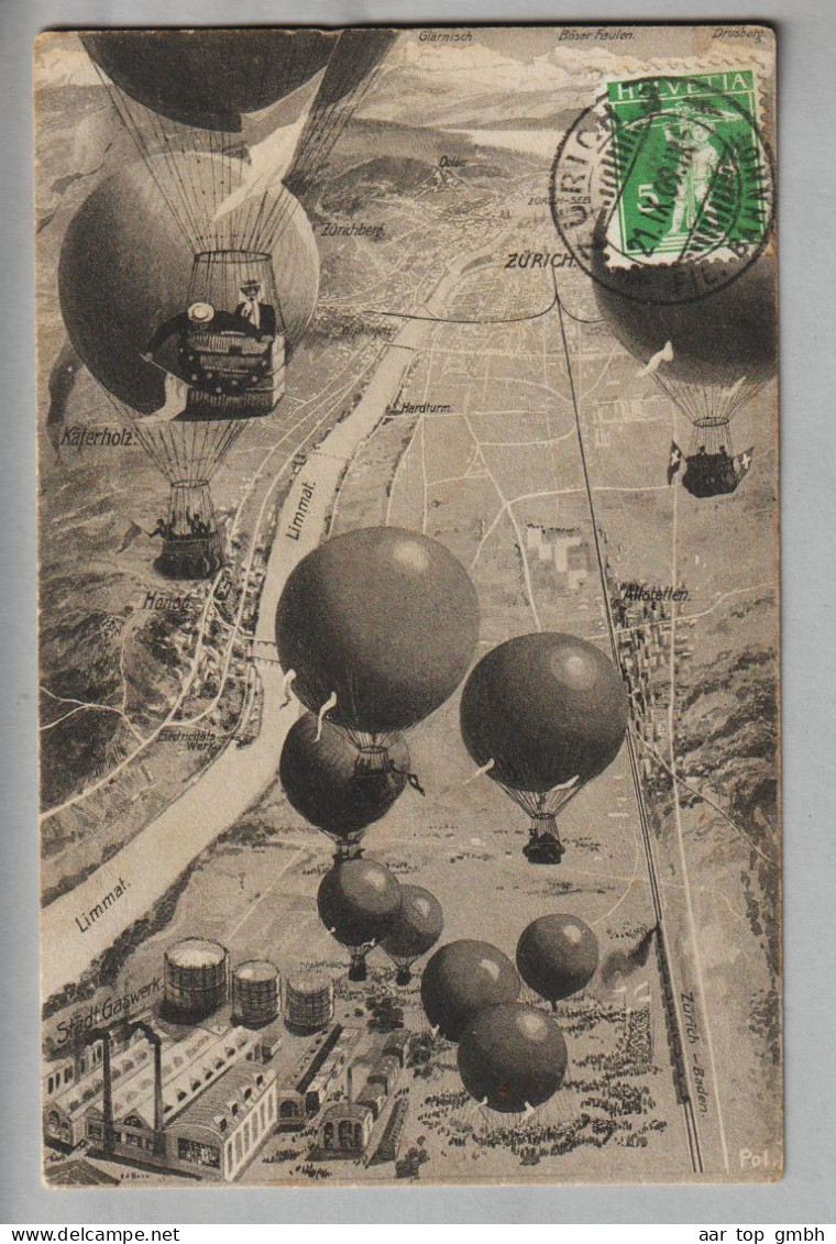 Motiv Ballone 1909-09-21 AK Gordon Bennett Wettfliegen + Vignette - Luchtballons