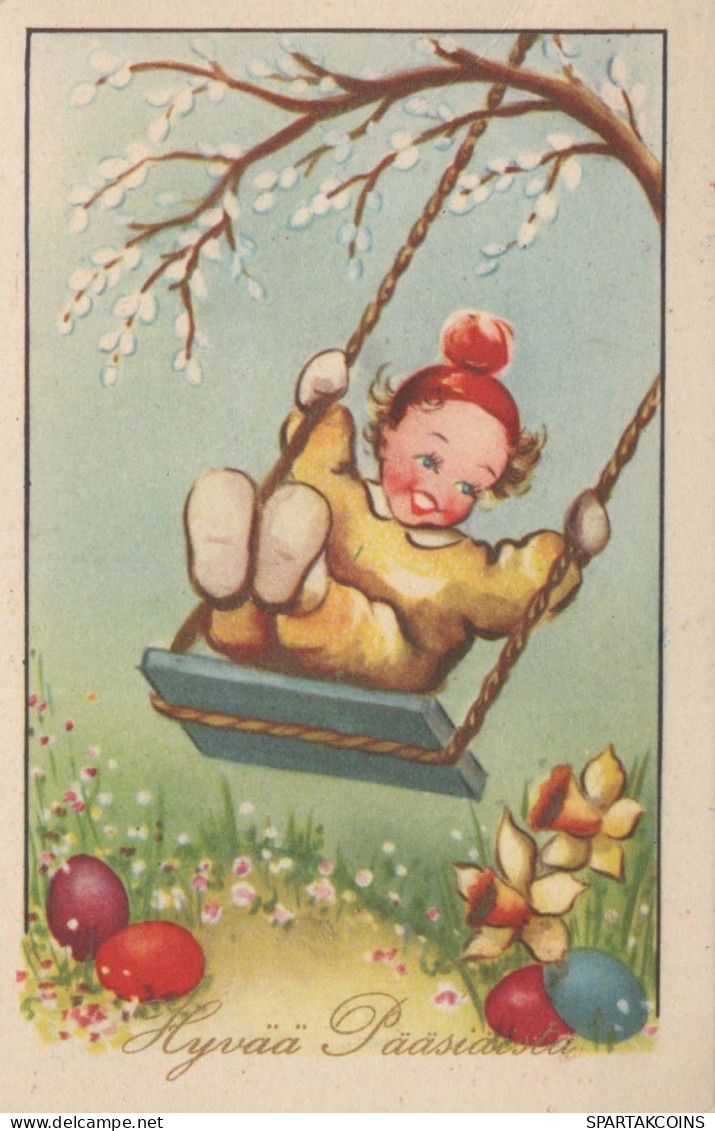 EASTER CHILDREN EGG Vintage Postcard CPA #PKE341.A - Ostern