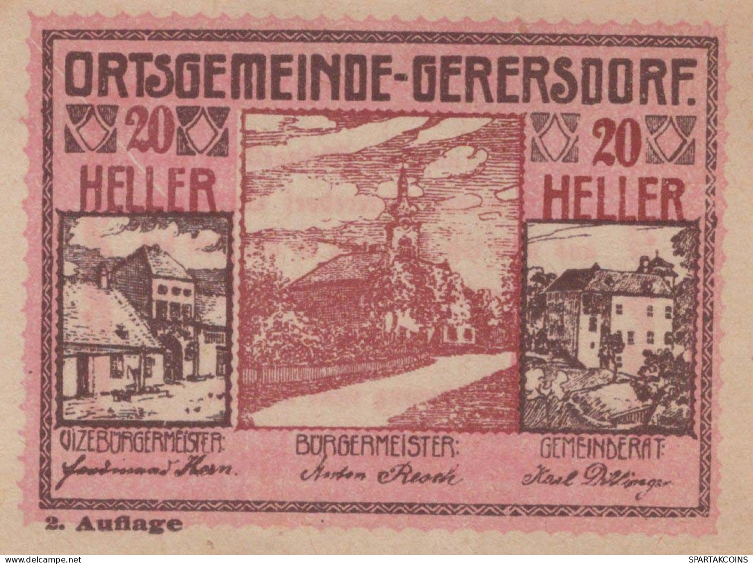 20 HELLER 1920 Stadt GERERSDORF Niedrigeren Österreich Notgeld #PF787 - Lokale Ausgaben